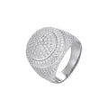Sterling Silver Round Shape CZ Designer Sz 7 Mens Ring RP