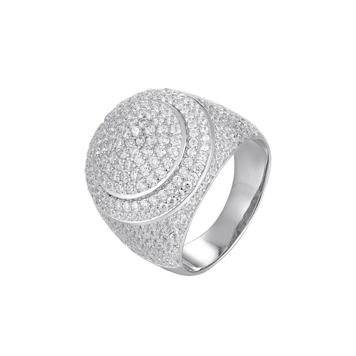 Sterling Silver Round Shape CZ Designer Sz 7 Mens Ring RP