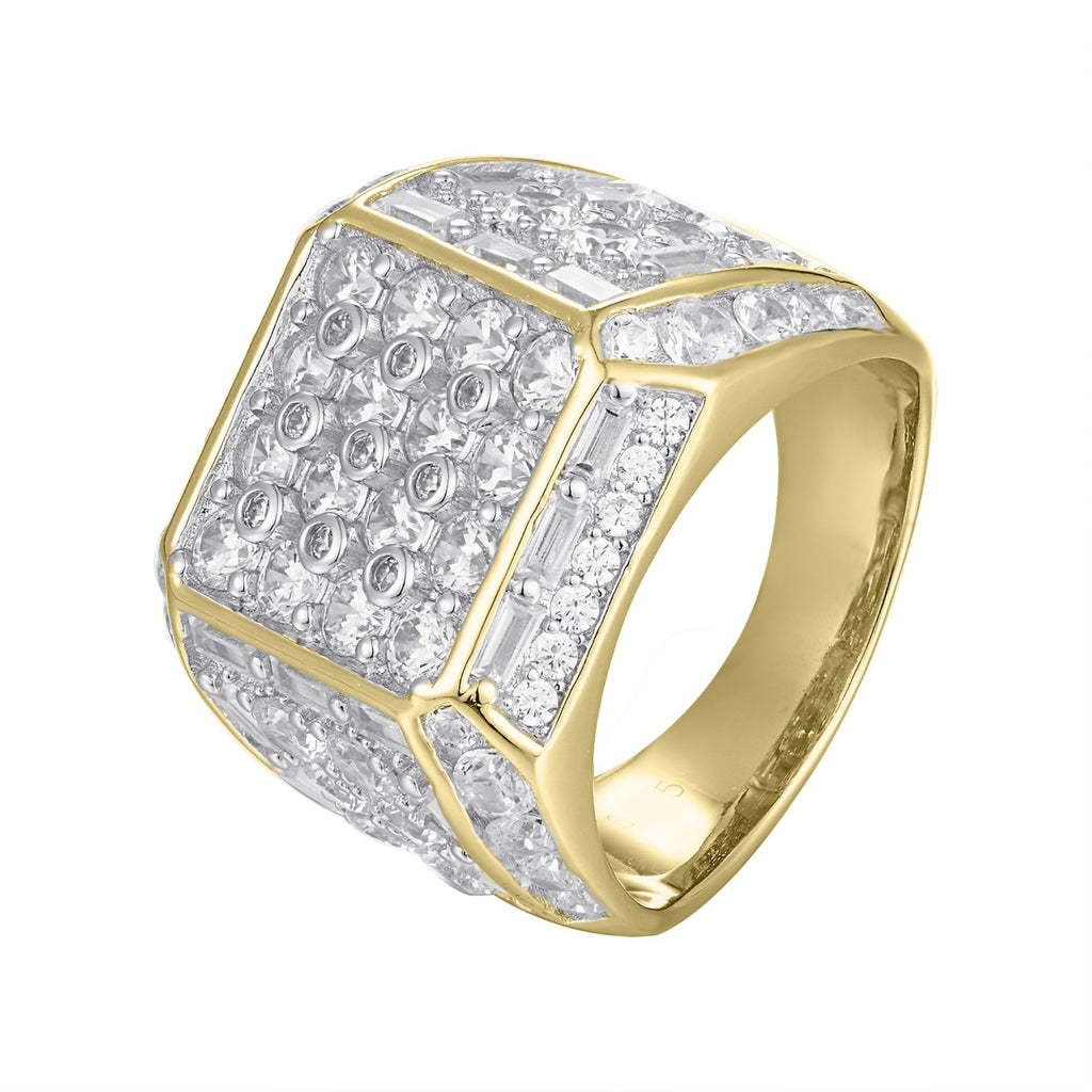 Sterling Silver CZ Square Shape Designer SZ 7 Mens Ring RP+GP