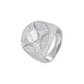 Sterling Silver Round Princess Cut CZ Designer Mens Ring RP