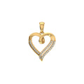 10K Yellow Gold Round Diamond Womens Heart Pendant 1/10  Cttw
