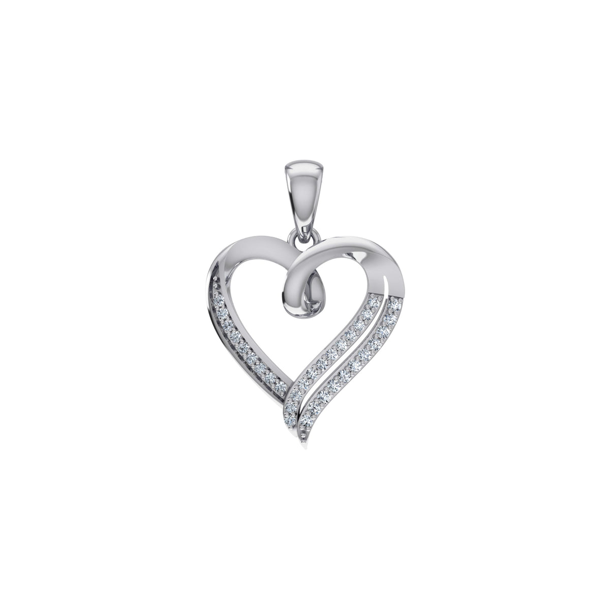 10K White Gold Round Diamond Womens Heart Pendant 1/10 Cttw