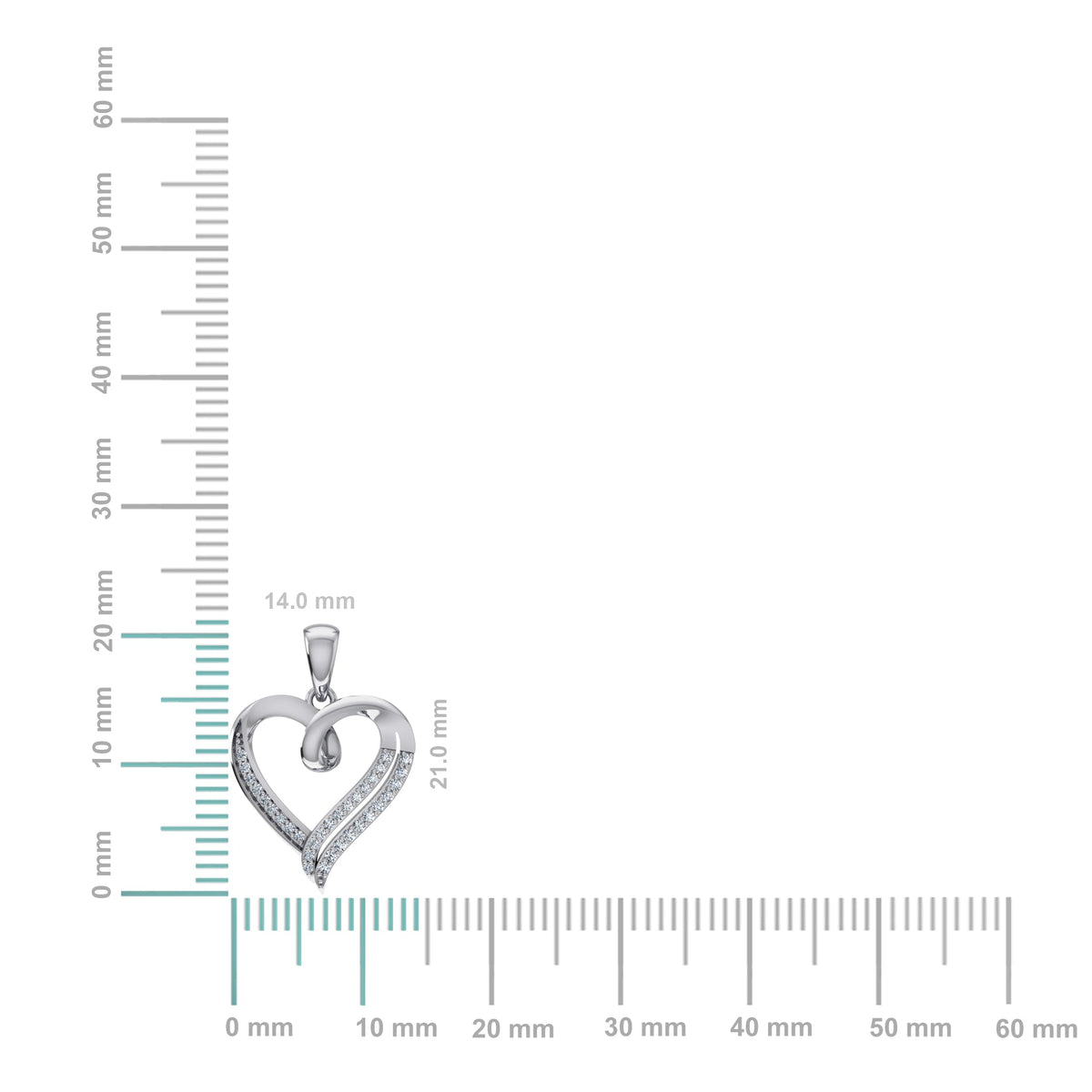 10K White Gold Round Diamond Womens Heart Pendant 1/10 Cttw
