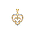 10K Yellow Gold Round Diamond Womens Double Heart Pendant 1/4 Cttw