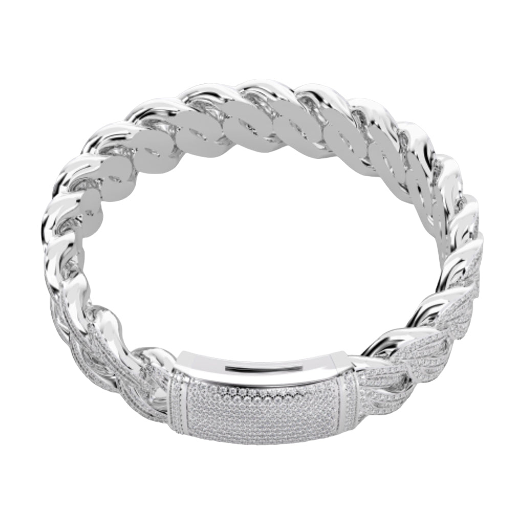 10K White Gold Tw Cuban Baguette Bracelet 8.5Inches  9-1/2 Cttw