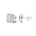 Sterling Silver Round Moissanite Square Shape Designer Stud Earrings RP 5/8 Cttw