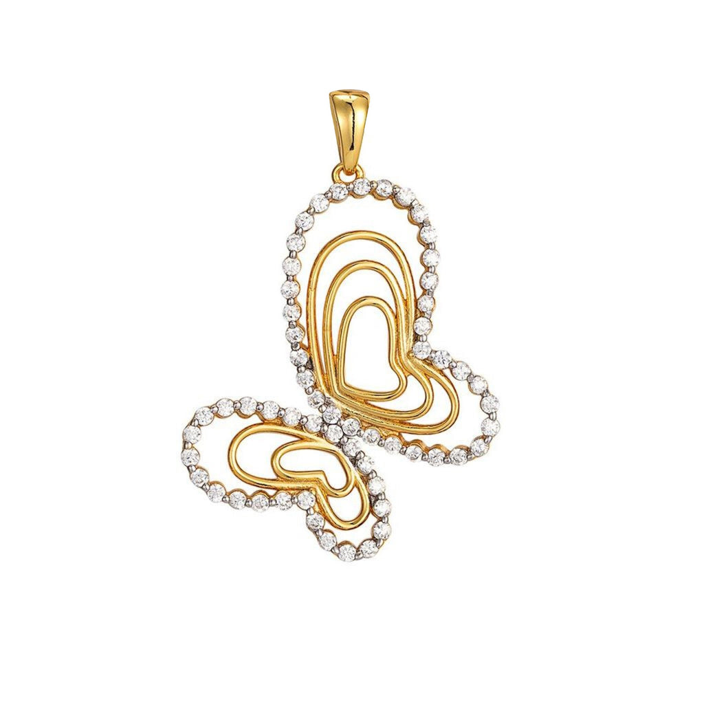 Sterling Silver CZ Butterfly Animal Pendant RP+GP