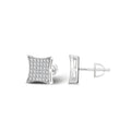 Sterling Silver Round Moissanite Square Shape Designer Stud Earrings RP 1/2 Cttw
