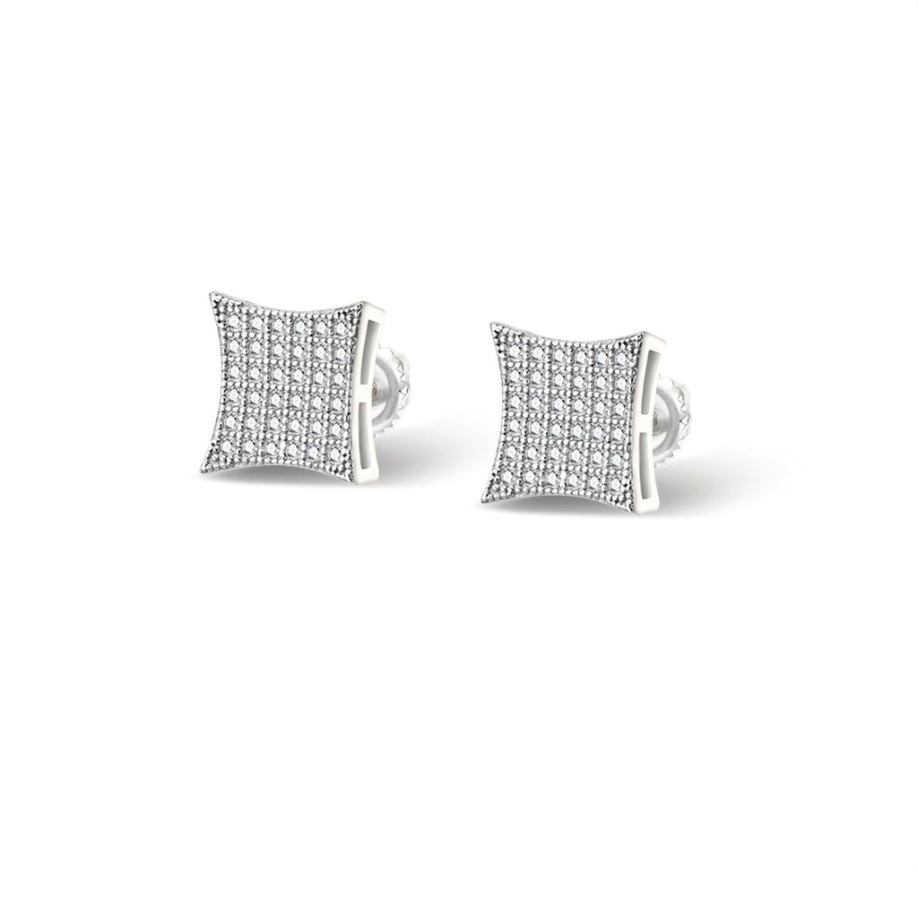 Sterling Silver Round Moissanite Square Shape Designer Stud Earrings RP 1/2 Cttw