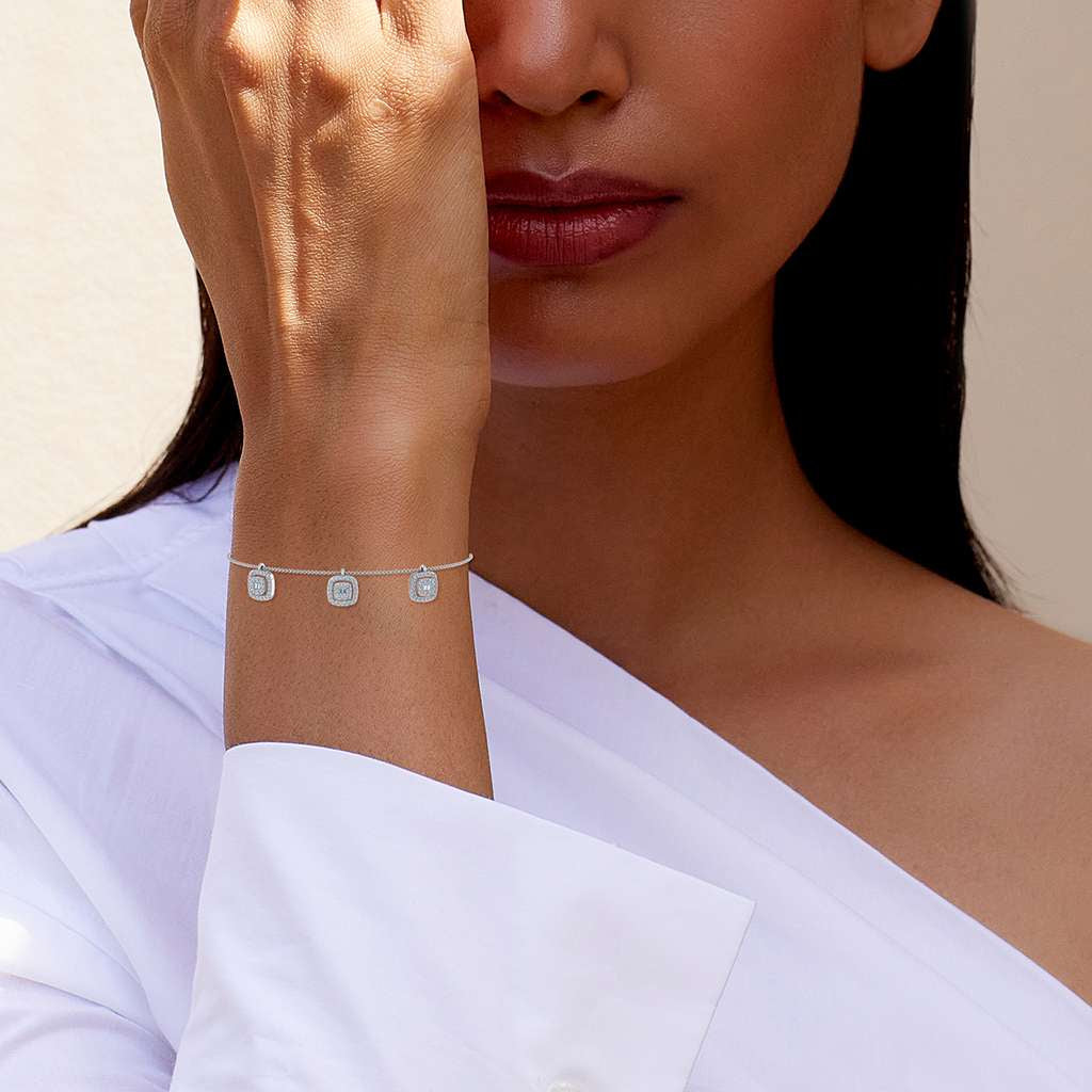 14K White Gold Square Bracelet 3/4 Cttw