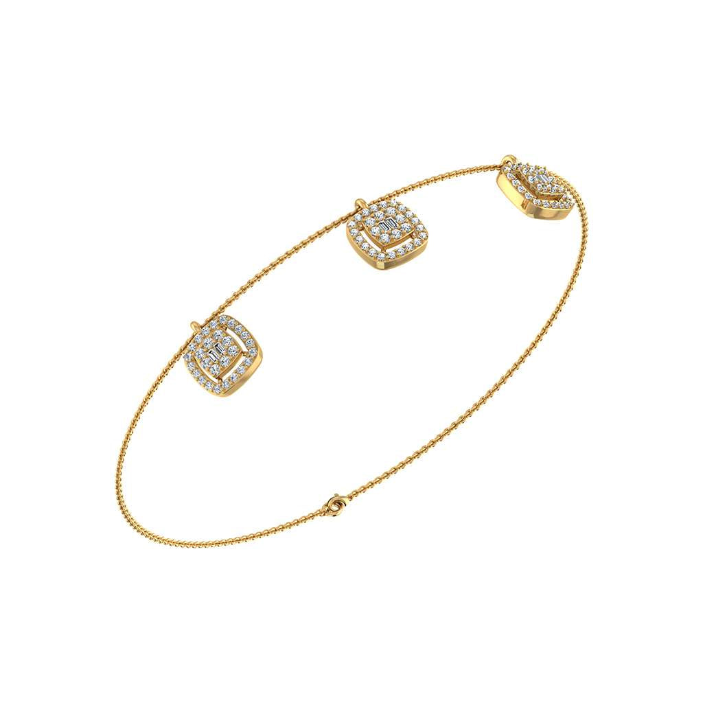 14K Yellow Gold Square Bracelet 3/4 Cttw