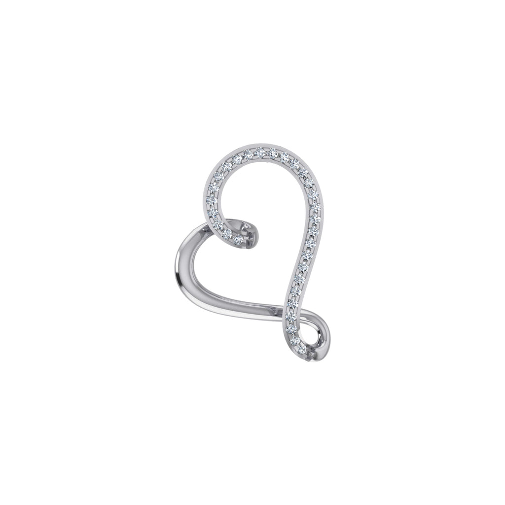 10KT White Gold Round Diamond Twisted Heart Shape Pendant 1/20 Cttw