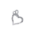 10K White Gold Round Diamond Womens Double Heart Pendant 1/20 Cttw