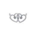 10K White Gold Round Diamond Womens Double Heart Pendant 1/10 Cttw