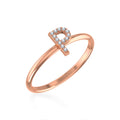 10K Rose Gold Womens Round Diamond P Initial Letter Ring 1/25 Cttw