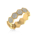 14K Yellow Gold Round Diamond Prong Set Designer Couple Band 3/8 Cttw