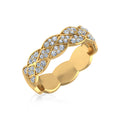 14K Yellow Gold Round Diamond Prong Set Designer Couple Band 5/8 Cttw