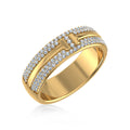 14K Yellow Gold Round Diamond Prong Set Designer Couple Band 1/2 Cttw