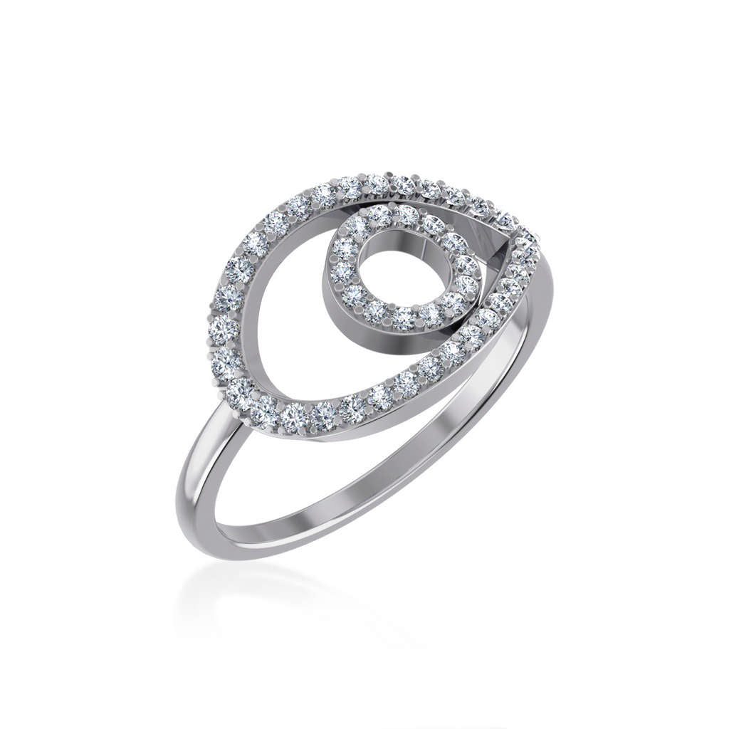 10K White Gold Round Diamond Pear Shape Womens Negative Gap Ring 1/3 Cttw