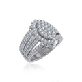 10K White Gold Womens Round Diamond Big Bridal Marquise Shape Ring 1-1/2 Cttw