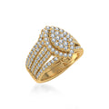 10K Yellow Gold Womens Round Diamond Big Bridal Marquise Shape Ring 1-1/2 Cttw