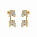 10K Yellow Gold Womens Round Diamond Butterfly Cluster Top Open Earring 1/4 Cttw