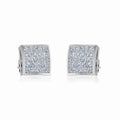10K White Gold Mens Princess Diamond Square Stud Earrings 3/4 Cttw