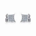 10K White Gold Mens Princess Diamond Square Stud Earrings 1/4 Cttw