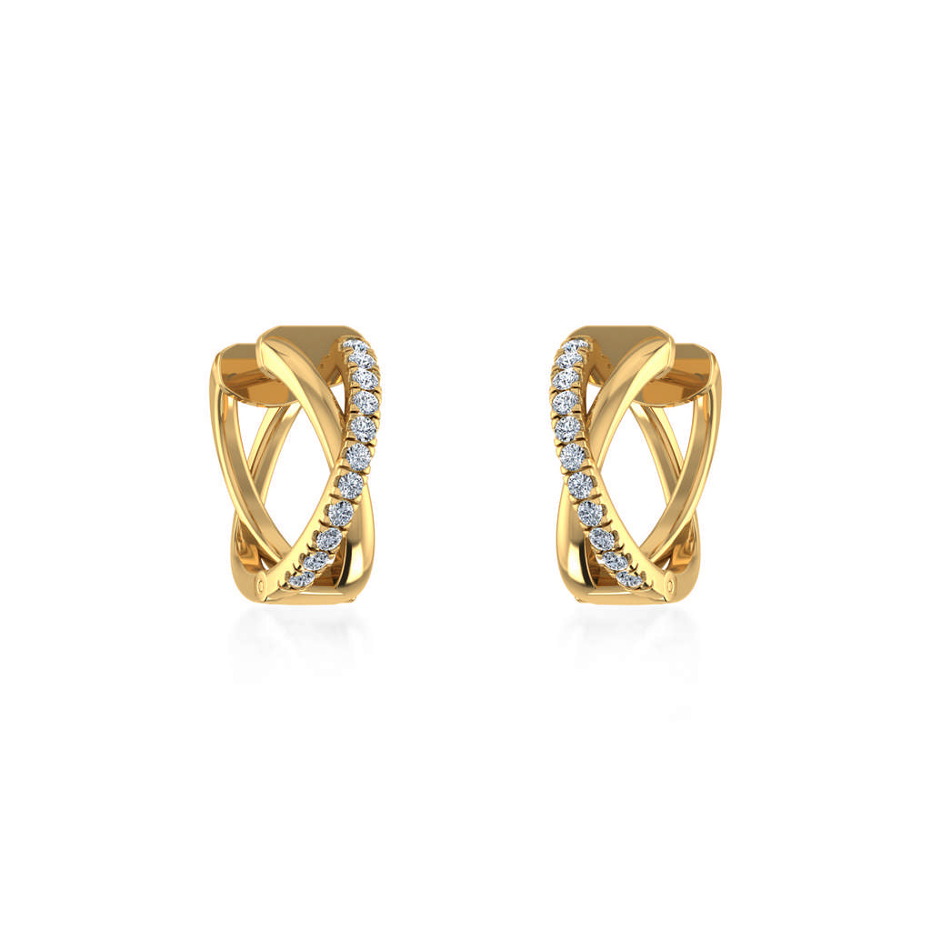 10K Yellow Gold Womens Round Diamond Small Huggies Earrings 1/2 Cttw