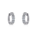 10K White Gold Womens Round Baguette Diamond Small Huggies Earrings 5/8 Cttw