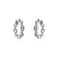 10K White Gold Womens Round Diamond Small Huggies Earrings 1/3 Cttw