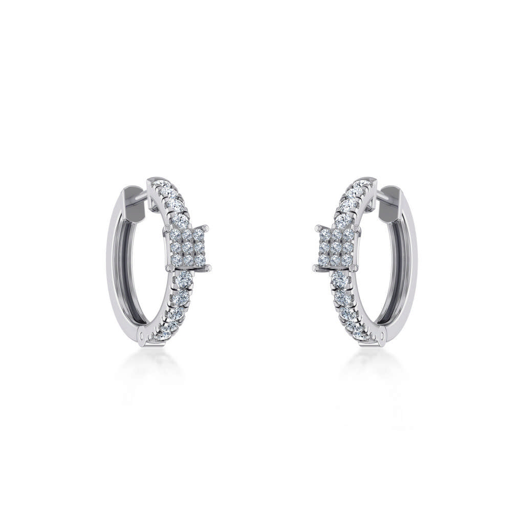 10K White Gold Womens Round Diamond Small Huggies Earrings 5/8 Cttw