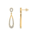 10K Yellow Gold Round Diamond Drop Shape Dangling Earrings 1/2 Cttw
