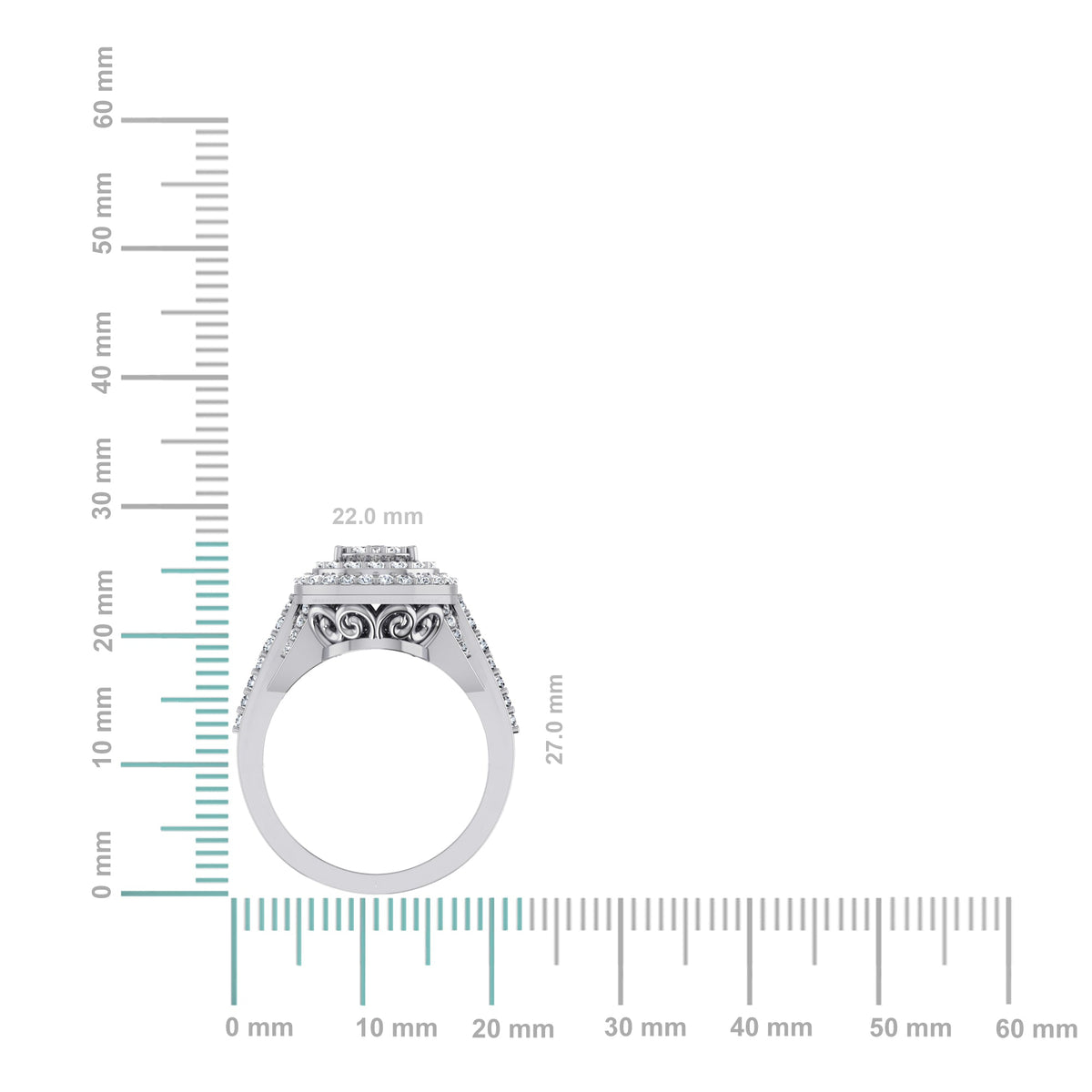 10K White Gold Round Diamond Pear Shape Sz 7 Head Ladies Ring 1 Cttw