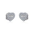 10K White Gold Round Baguette Diamond Heart Shape Cluster Stud Earring 1/5 Cttw