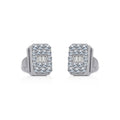 10K White Gold Baguette Diamond Emerald Shape Stud Earring 1/5 Cttw