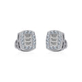 10K White Gold Round Baguette Diamond Square Shape Stud Earrings 1/5 Cttw