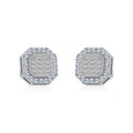 10K White Gold Diamond Designer Stud Earring 1/2 Cttw