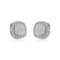 10K White Gold Round Baguette Diamond Stud Earring 1 Cttw