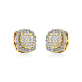 10K Yellow Gold Round Baguette Diamond Stud Earrings 1 Cttw