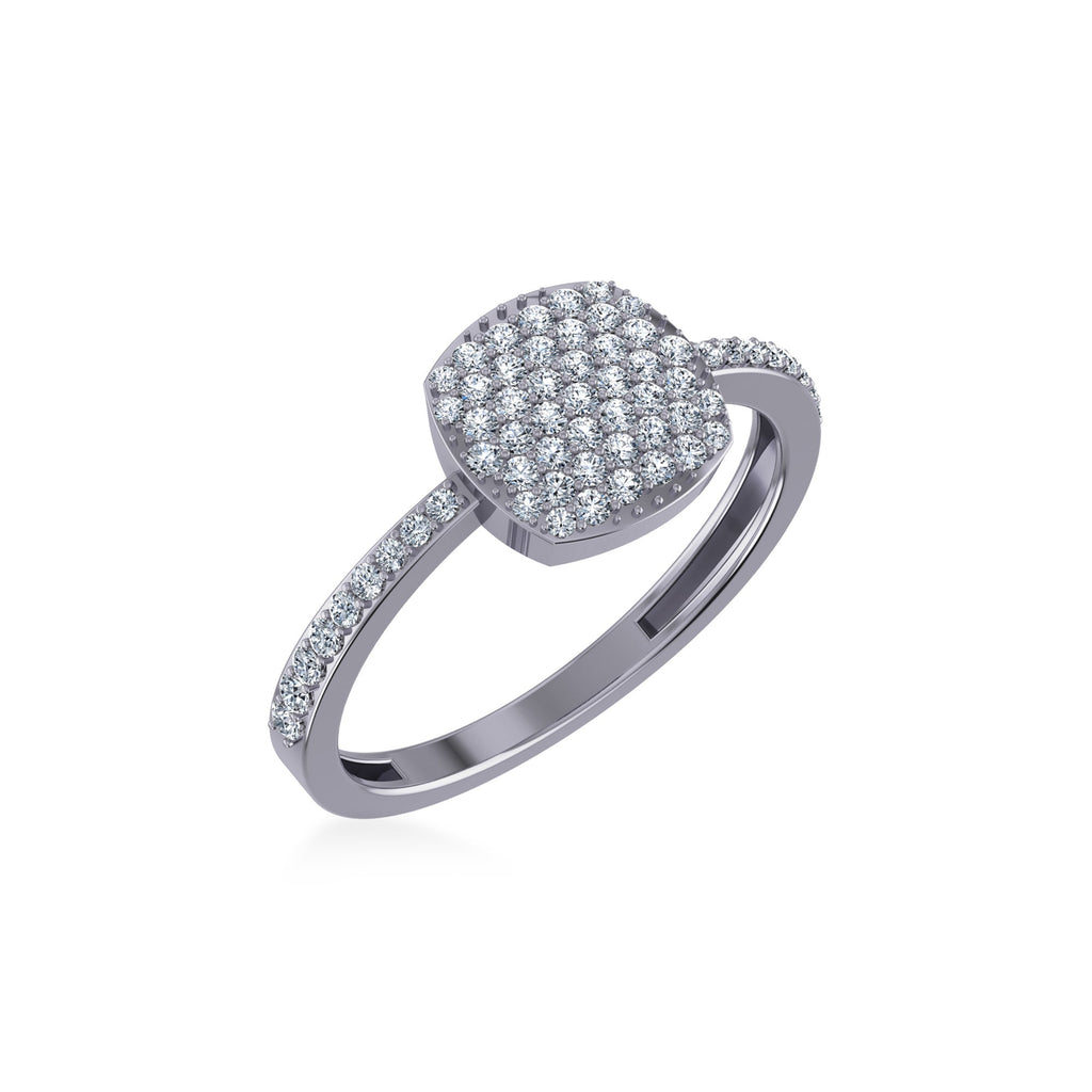 14K White Gold Round Diamond Womens Square Shape Sz 7 Designer Ring 3/8 Cttw