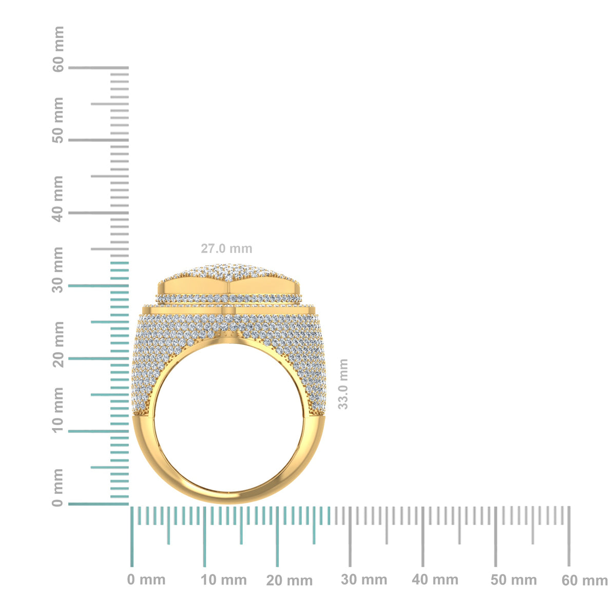 10K Yellow Gold Round Diamond Mens Heart Shape Sz 10 Designer Mens Ring 4-3/8 Cttw