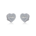 14K White Gold Round Baguette Diamond Heart Shape Cluster Stud EarRing 3/8 Cttw