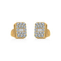 14K Yellow Gold Baguette Diamond Emerald Shape Stud Earrings 1/5 Cttw