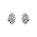 14K White Gold Baguette Diamond Marquise Shape Stud Earrings 1/8 Cttw