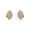 14K Yellow Gold Baguette Diamond Marquise Shape Cluster Stud EarRing 1/8 Cttw