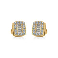14K Yellow Gold Round Baguette Diamond Stud Earring 3/8 Cttw