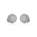 14K White Gold Round Baguette Diamond Heart Shape Stud Earring 1/3 Cttw