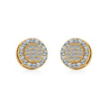 14K Yellow Gold Round Baguette Diamond Halo Stud Earrings 1/2 Cttw