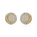 14K Yellow Gold Round Baguette Diamond Halo Stud Earrings 5/8 Cttw